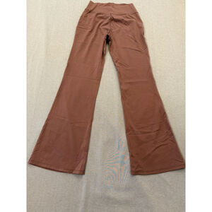 Brown flared leg front pocket cross front yoga, pants size medium